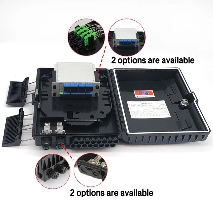 광섬유 장비 장비 FTTH 박스 16 코어 섬유 옵틱 배포 ABS 블랙 박스 IP65 2