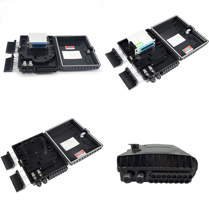 광섬유 장비 장비 FTTH 박스 16 코어 섬유 옵틱 배포 ABS 블랙 박스 IP65 5
